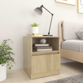 Mesitas de noche 2 uds contrachapada roble Sonoma 40x40x50 cm de vidaXL, Mesitas de noche - Ref: Foro24-806164, Precio: 63,00...
