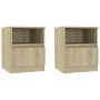 Mesitas de noche 2 uds contrachapada roble Sonoma 40x40x50 cm de vidaXL, Mesitas de noche - Ref: Foro24-806164, Precio: 63,03...