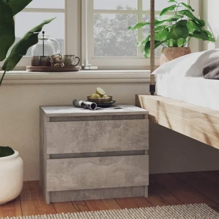 Bedside tables 2 units plywood gray concrete 50x39x43.5cm by vidaXL, Nightstands - Ref: Foro24-806202, Price: 69,07 €, Discou...