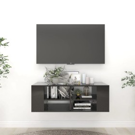 Mueble pared TV madera contrachapada negro brillo 102x35x35 cm de vidaXL, Muebles TV - Ref: Foro24-806245, Precio: 46,51 €, D...