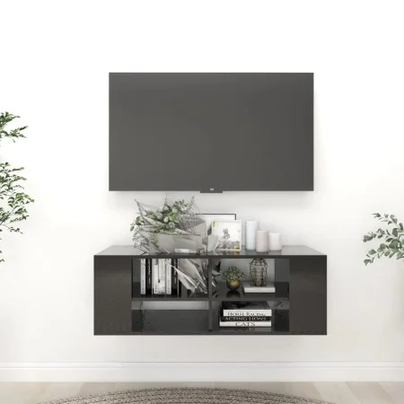 Hochglanzschwarzer TV-Wandschrank aus Sperrholz, 102 x 35 x 35 cm von vidaXL, TV-Möbel - Ref: Foro24-806245, Preis: 45,93 €, ...