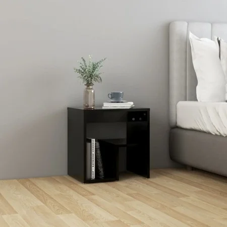 Black plywood bedside table 40x30x40 cm by vidaXL, Nightstands - Ref: Foro24-806330, Price: 31,64 €, Discount: %