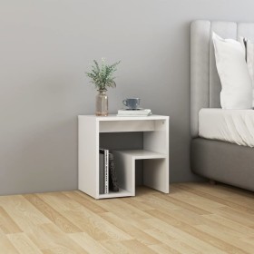 Mesita de noche madera contrachapada blanco brillo 40x30x40 cm de vidaXL, Mesitas de noche - Ref: Foro24-806340, Precio: 31,6...