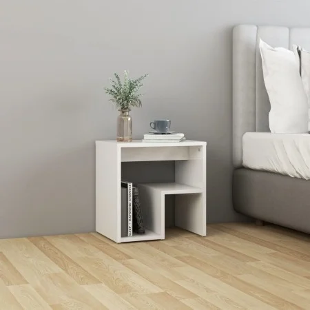 Mesita de noche madera contrachapada blanco brillo 40x30x40 cm de vidaXL, Mesitas de noche - Ref: Foro24-806340, Precio: 31,1...