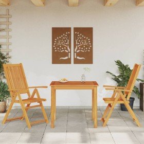 Juego de comedor de jardín 3 piezas madera maciza de acacia Juego de comedor de jardín 3 piezas madera maciza de acacia