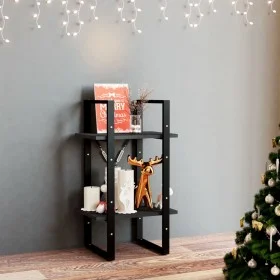 2-tier solid black pine wood shelf 40x30x70 cm by vidaXL, Bookcases and shelves - Ref: Foro24-806416, Price: 35,92 €, Discoun...