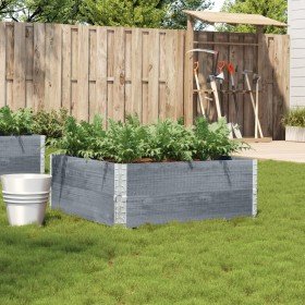 Jardinera de madera maciza de pino gris 100x100 cm