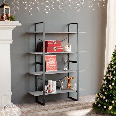 4-level gray concrete plywood bookshelf 100x30x140 cm by vidaXL, Bookcases and shelves - Ref: Foro24-806481, Price: 72,79 €, ...