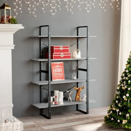 4-level gray concrete plywood bookshelf 100x30x140 cm by vidaXL, Bookcases and shelves - Ref: Foro24-806481, Price: 61,24 €, ...