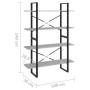 4-level gray concrete plywood bookshelf 100x30x140 cm by vidaXL, Bookcases and shelves - Ref: Foro24-806481, Price: 72,79 €, ...