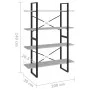 4-level gray concrete plywood bookshelf 100x30x140 cm by vidaXL, Bookcases and shelves - Ref: Foro24-806481, Price: 61,24 €, ...