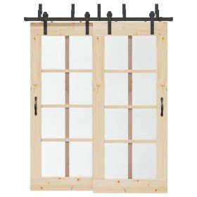 Kit de herrajes para puertas correderas acero negro 183 cm