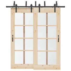 Kit de herrajes para puertas correderas acero negro 200 cm