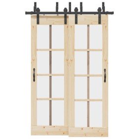 Kit de herrajes para puertas correderas acero negro 152,5 cm