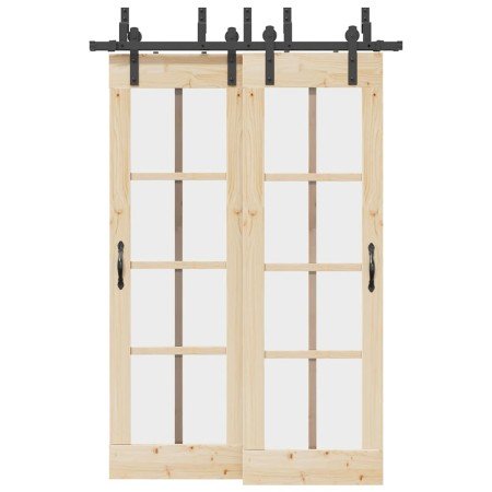 Kit de herrajes para puertas correderas acero negro 152,5 cm en Artículos para puertas | Comprar online en Foro24