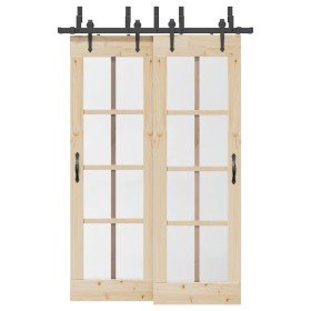 Kit de herrajes para puertas correderas acero negro 152,5 cm
