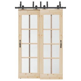 Kit de herrajes para puertas correderas acero negro 152,5 cm