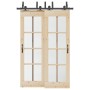 Kit de herrajes para puertas correderas acero negro 152,5 cm