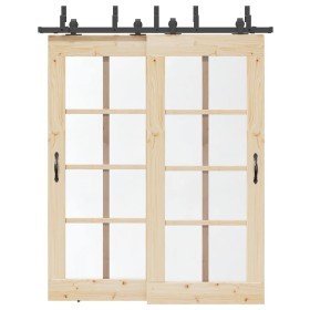Kit de herrajes para puertas correderas acero negro 183 cm