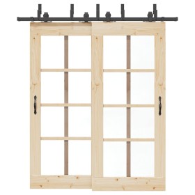 Kit de herrajes para puertas correderas acero negro 200 cm