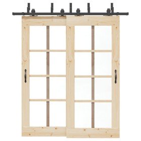 Kit de herrajes para puertas correderas acero negro 200 cm