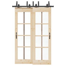Kit de herrajes para puertas correderas acero negro 152,5 cm