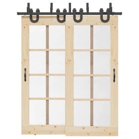 Kit de herrajes para puertas correderas acero negro 183 cm