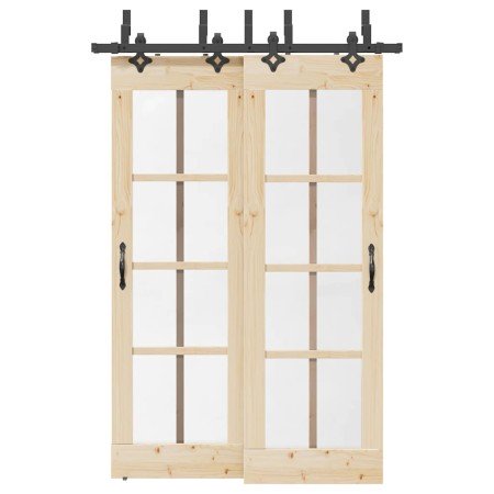 Kit de herrajes para puertas correderas acero negro 152,5 cm en Artículos para puertas | Comprar online en Foro24
