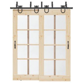 Kit de herrajes para puertas correderas acero negro 183 cm
