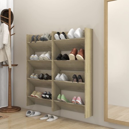 Zapateros de pared 4 uds contrachapada roble Sonoma 60x18x60 cm de vidaXL, Zapateros y organizadores de calzado - Ref: Foro24...