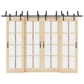 Kit de herrajes para puertas correderas acero negro 305 cm