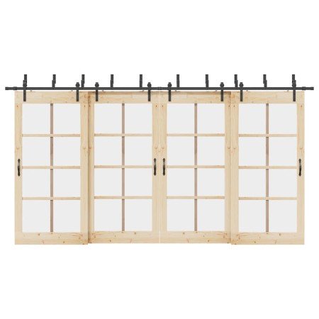 Kit de herrajes para puertas correderas acero negro 427 cm en Artículos para puertas | Comprar online en Foro24