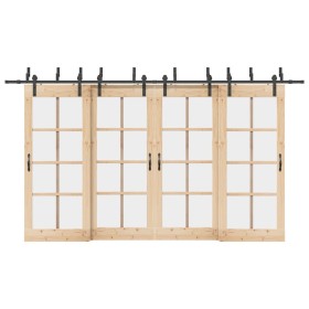 Kit de herrajes para puertas correderas acero negro 400 cm