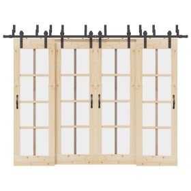 Kit de herrajes para puertas correderas acero negro 305 cm