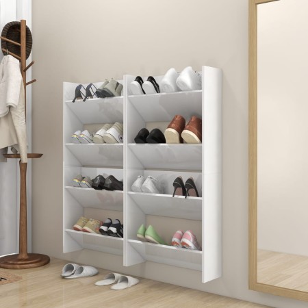Wand-Schuhregale, 4 Stück, weiß glänzendes Sperrholz, 60x18x60cm. von vidaXL, Schuhregale und Schuhorganisatoren - Ref: Foro2...