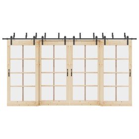 Kit de herrajes para puertas correderas acero negro 427 cm