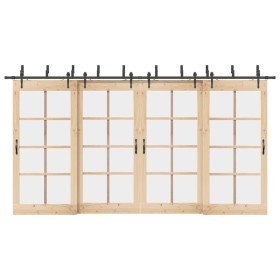 Kit de herrajes para puertas correderas acero negro 427 cm