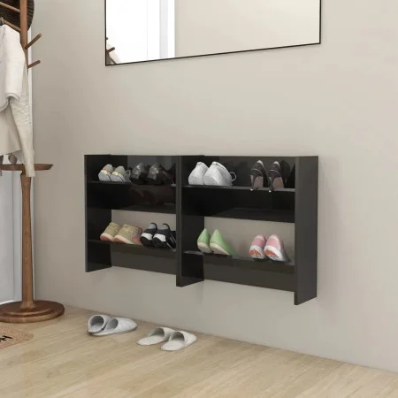Wall shoe racks 2 pcs glossy black plywood 60x18x60 cm by vidaXL, Shoe racks and shoe organizers - Ref: Foro24-806736, Price:...