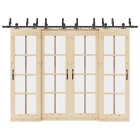 Kit de herrajes para puertas correderas acero negro 305 cm