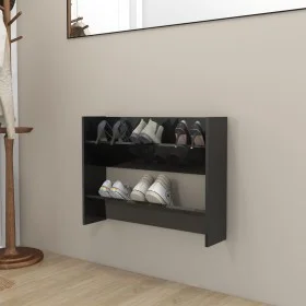Glossy black plywood wall shoe rack 80x18x60 cm by vidaXL, Shoe racks and shoe organizers - Ref: Foro24-806755, Price: 30,61 ...