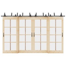 Kit de herrajes para puertas correderas acero negro 366 cm