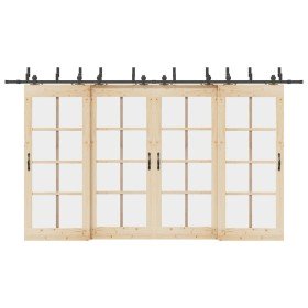 Kit de herrajes para puertas correderas acero negro 400 cm