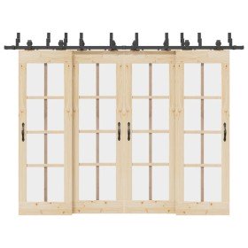 Kit de herrajes para puertas correderas acero negro 305 cm