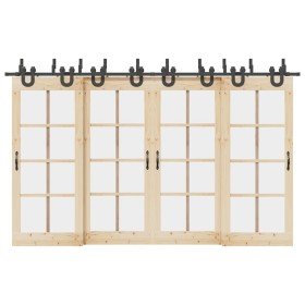 Kit de herrajes para puertas correderas acero negro 366 cm