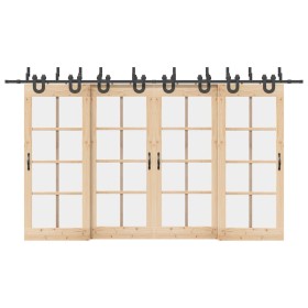 Kit de herrajes para puertas correderas acero negro 400 cm
