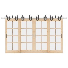 Kit de herrajes para puertas correderas acero negro 400 cm