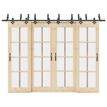 Kit de herrajes para puertas correderas acero negro 305 cm