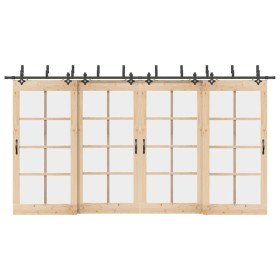 Kit de herrajes para puertas correderas acero negro 427 cm