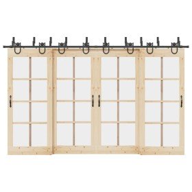 Kit de herrajes para puertas correderas acero negro 366 cm