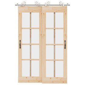 Kit de herrajes para puerta corredera 183 cm acero plateado